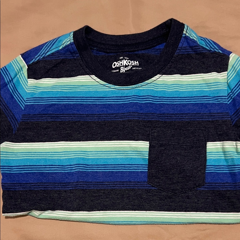 OshKosh B'gosh Navy and Aqua Striped Tee